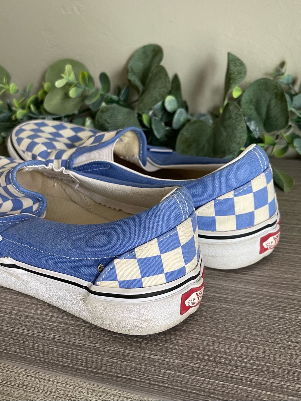 Vans Blue Checkerboard Vans Slip On Shoes Men 9 Women’s 10.5 - Picture 3 of 5